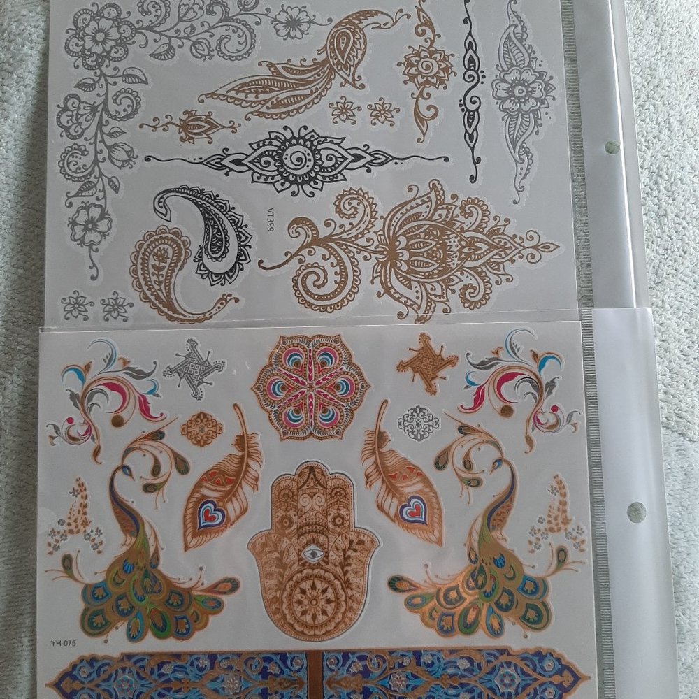 3 sheets Golden White Temporary Tattoo - Picture 6 of 15